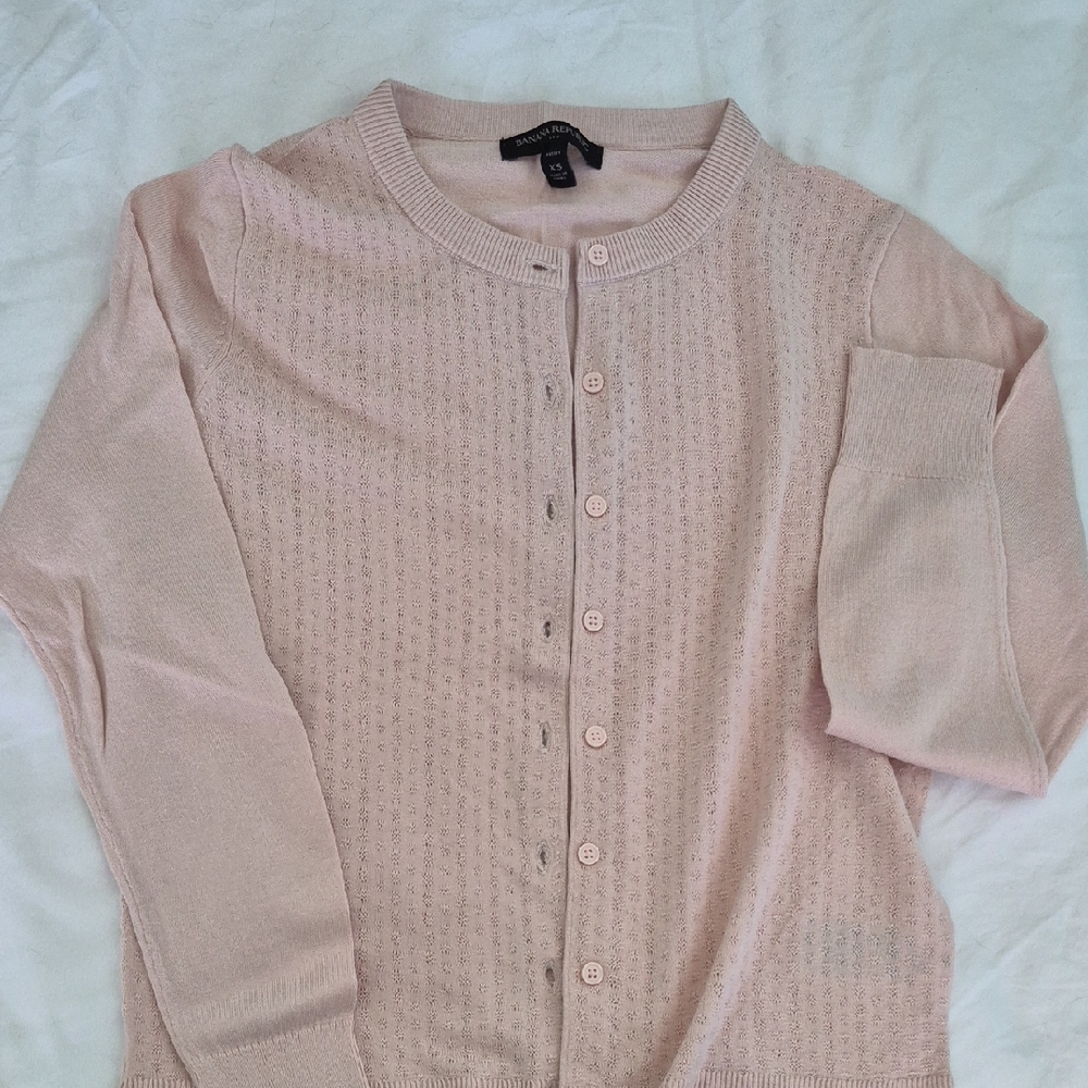 Banana Republic Factory Light Blush Pink Button-Up Cardigan